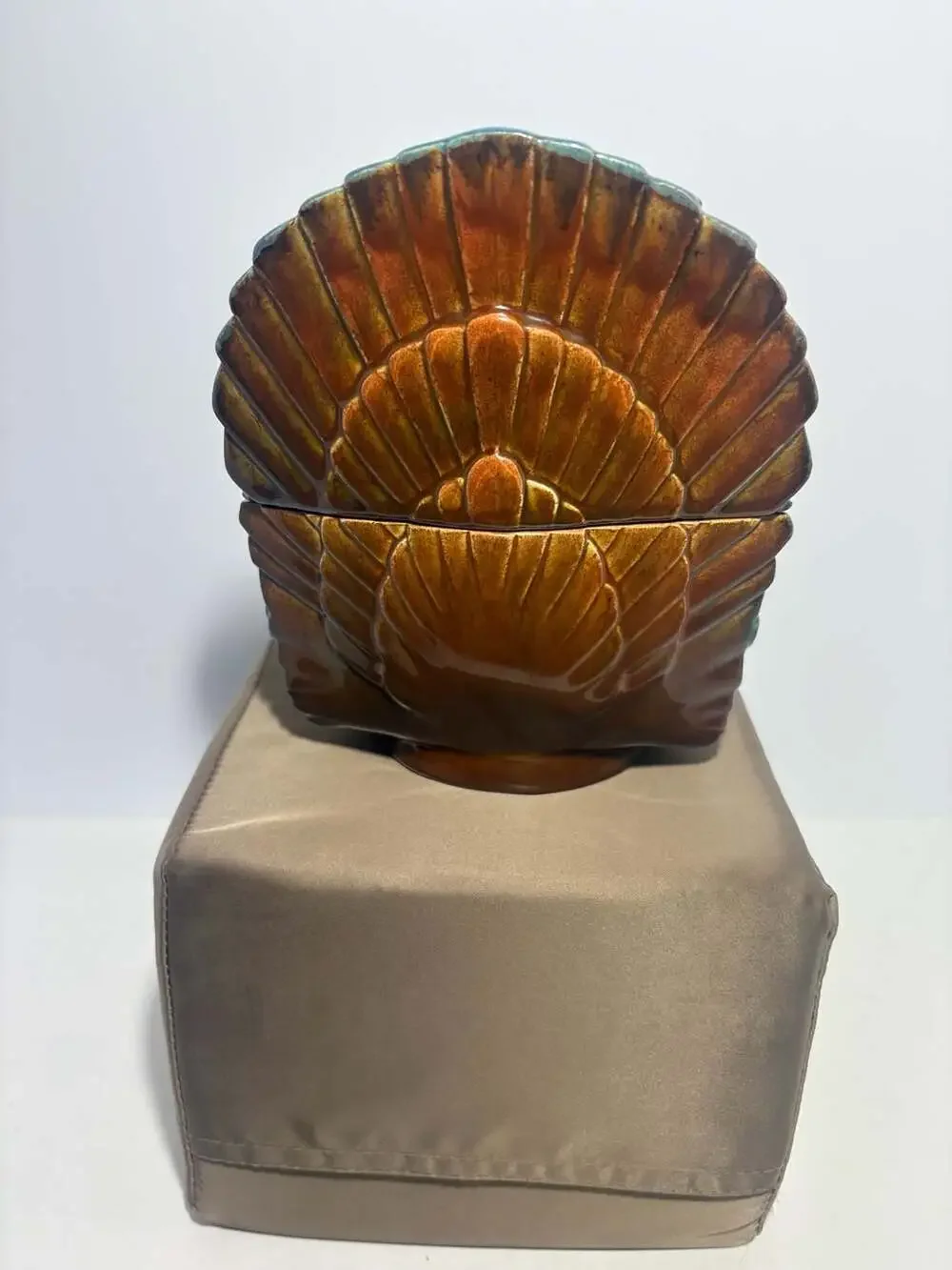 Vintage Ceramic Turkey Covered Candy Dish Thanksgiving Fall Decor